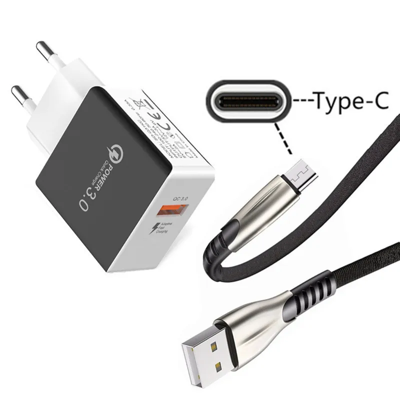 USB кабель QC 3 0 для быстрой зарядки Тип C Samsung A20E A40 A80 LG G6 ZTE Axon 7 9 10 Pro M2 Nubia Z17 Mini Meizu 16 Note