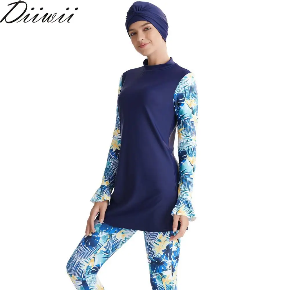 

Diiwii Muslim Swim Wear Burkinis Bathing Suit Beach Swimsuit Full Coverage Muslim Swimwear Islamic Women Modest Hijab Plus