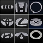 Эмблема на руль автомобиля, 3D наклейка со стразами, декоративное кольцо, логотип, автомобильные аксессуары для интерьера, пригодный для Mercedes, BMW, Toyota, Hyundai