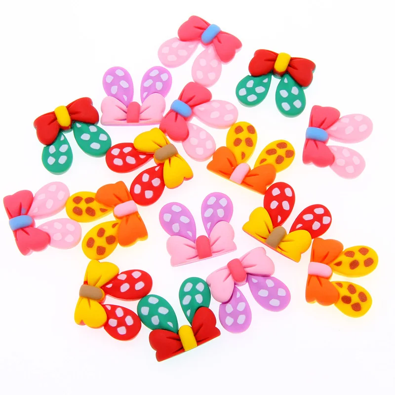 

20 шт./лот Kawaii Dot Bow Ear Flatback Кабошон из смолы подходит для украшения телефона ремесла DIY Украшения Скрапбукинг аксессуары