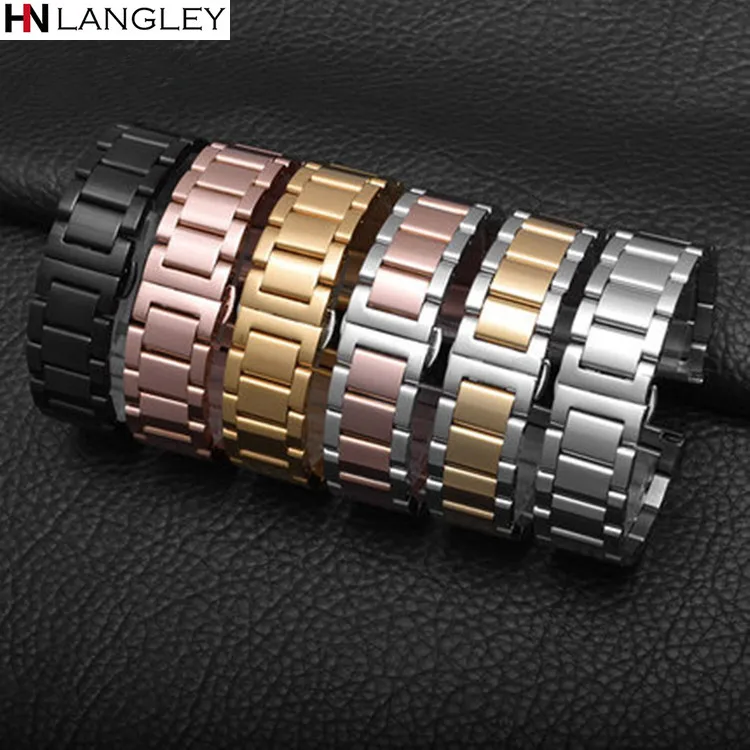 

Stainless Steel Band Watch Strap Metal Wristband 16mm 18mm 20mm 21mm 22mm 23mm 24mm 26mm Width Watchband Replacment With Tool