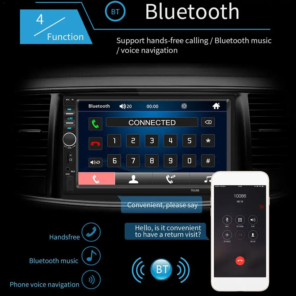 7 дюймов Автомобильный Bluetooth стерео радио автомобильный двойной слиток MP5 карта
