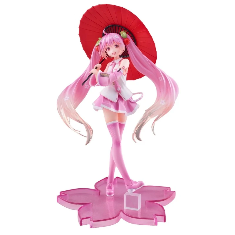 

Hatsune Miku Сакура Мику и зонт Аниме фигурки модели Вокалоид строительные игрушки ручной работы коллекционные настольные украшения