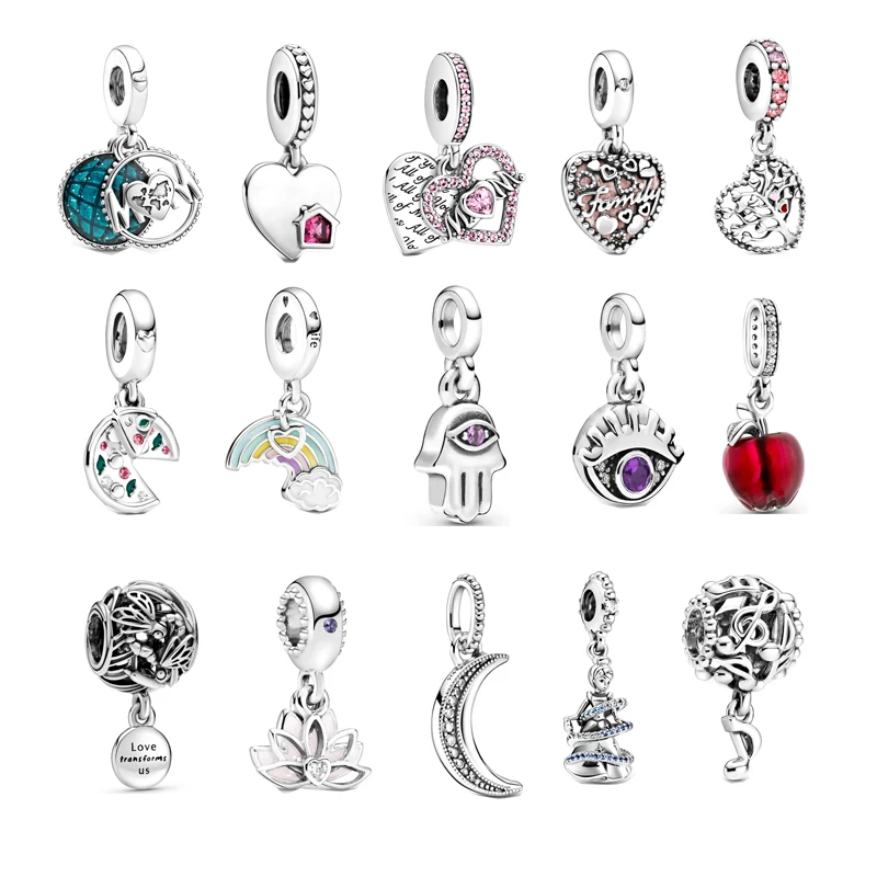 

KOJ красочные циркониевые подвески в форме сердца, подходят для оригинальных браслетов Pandora, бриллианты для подарка на день рождения