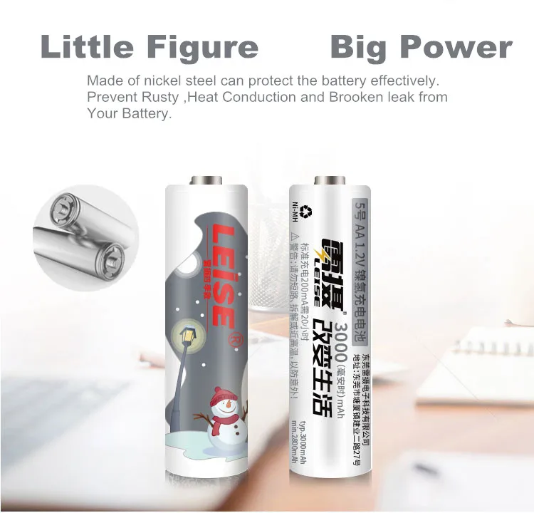 Leise AA 3000mah nimh аккумуляторная батарея 1,2 V 2a Ni-MH четыре сезона Коллекционная версия батарея чехол для 1,2 V до 1,5 V