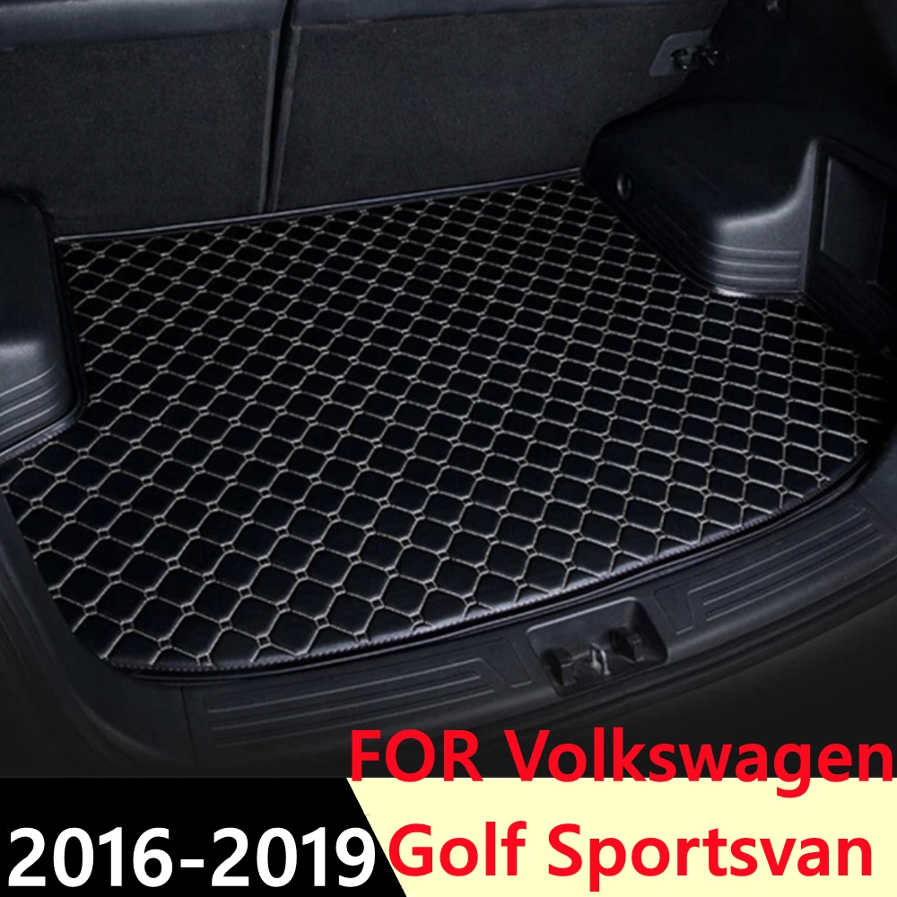 

SJ Custom Waterproof Car Trunk Mat AUTO Tail Boot Tray Liner Cargo Pad Protector Fit For Volkswagen VW Golf Sportsvan 2016-2019