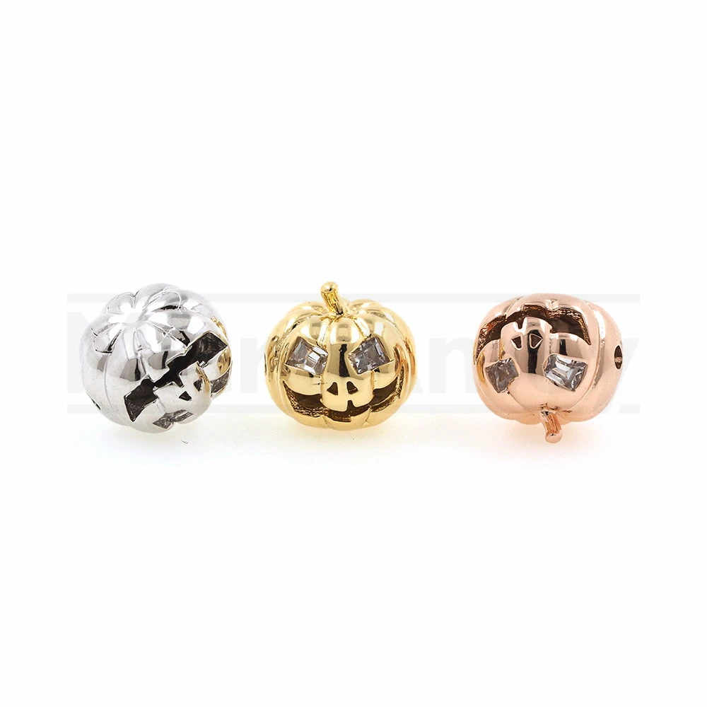 

Cubic Zirconia Pumpkin Beads Halloween Charm DIY Jewelry Bracelet Necklace Making Accessories 11.5x10.8MM