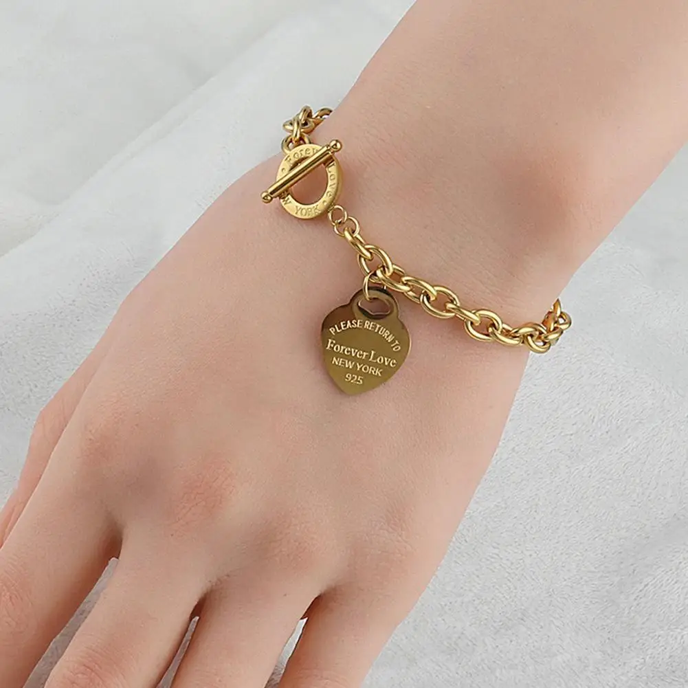 

Heart Bracelet For Women Bangles Beads Femme Gifts For Women Female Steel Jewelry Bracelet Friendship Bracelet