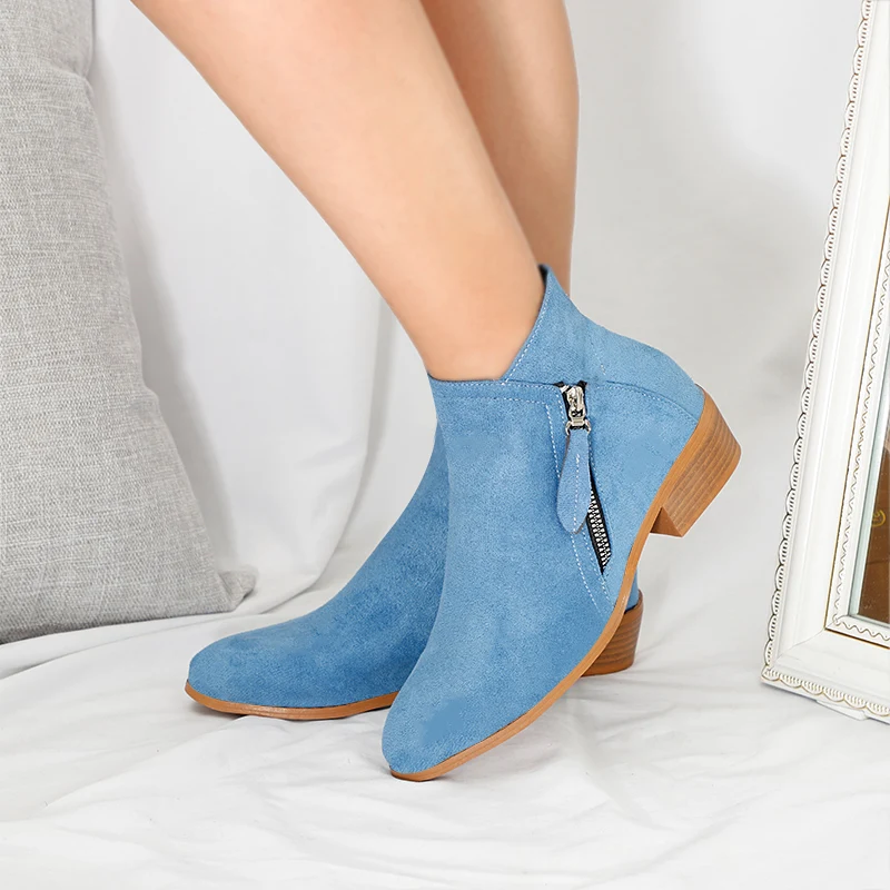 Женские ботинки осенние ботильоны из искусственной кожи на массивном каблуке