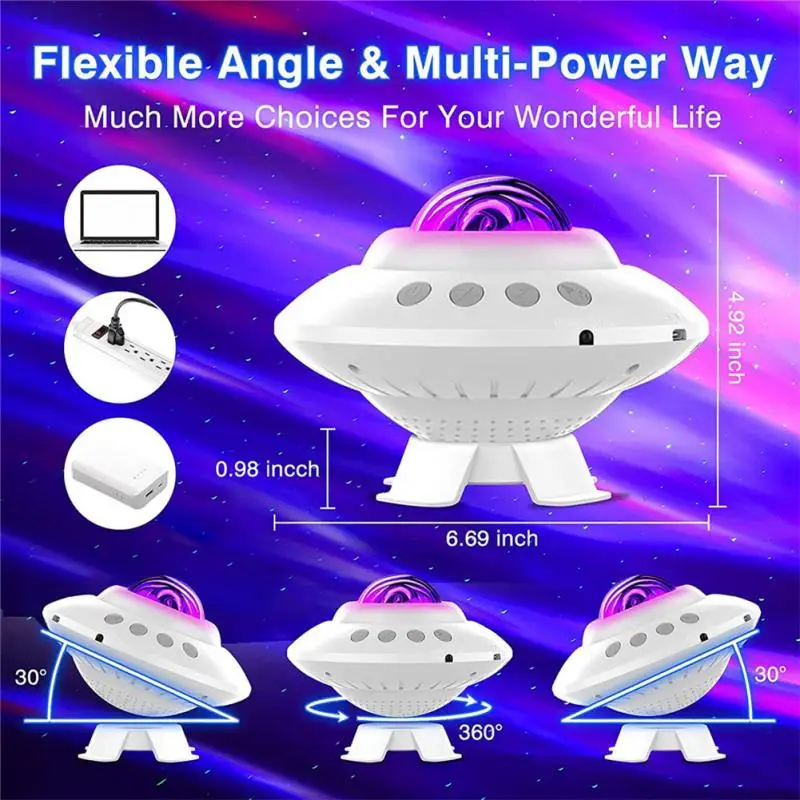 

Colorful Starry Projector Light UFO Sky Galaxy USB Voice Control Music Player Star LED Night Light Romantic Projection Lamp
