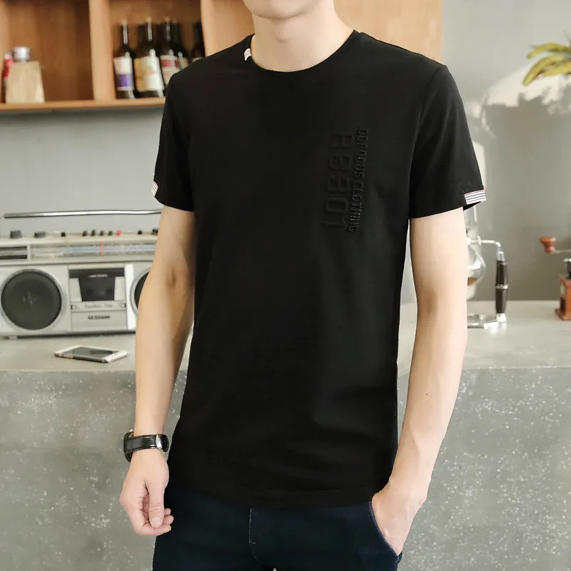 

Мужская футболка с коротким рукавом, Новинка лета 2093, Корейская версия модных рукавов с пятью точками