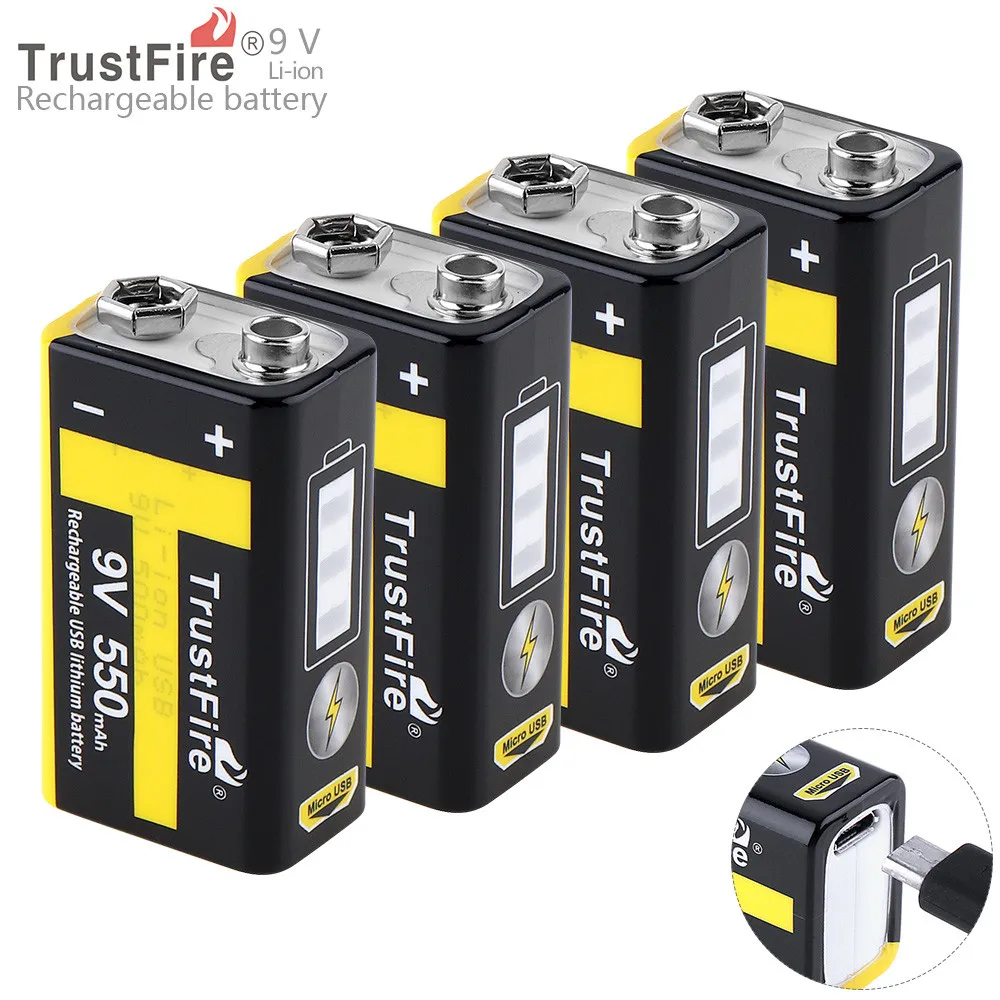 TrustFire 9 в 550 мАч аккумулятор перезаряжаемые USB литиевые батареи с