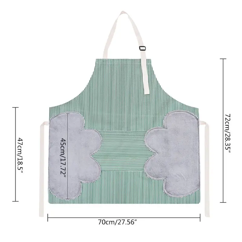 

Kitchen Household Cooking Waterproof Oilproof Women Apron Stripe Sleeveless Adjustable Erasable Hand Waterproof Aprons 69 x 70cm