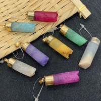 1 piece natural stone crystal column colorful pendants exquisite shape jewelry making diy earrings necklace bracelet accessories
