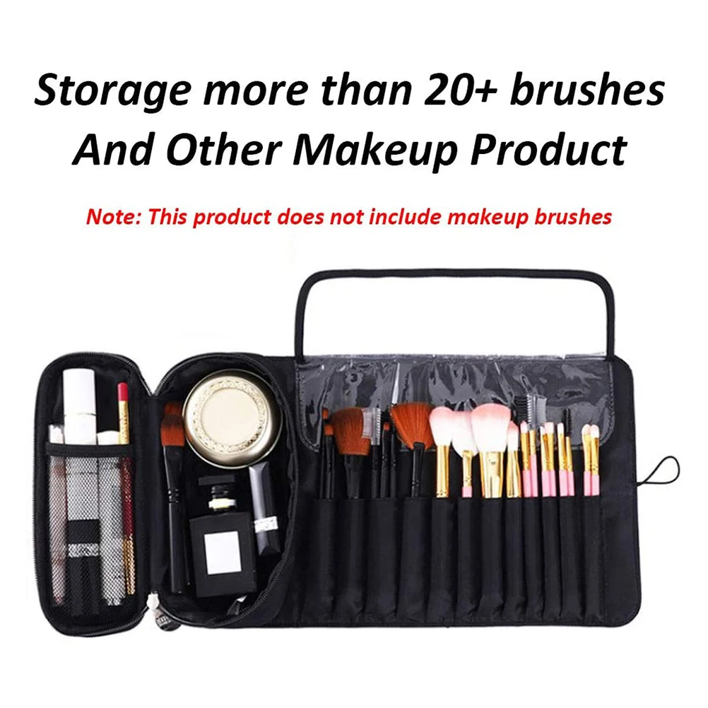 

Professional Makeup Brushes Organizer Bag Makeup Artist Cosmetic Case Travel Brush Holder Rollable Case