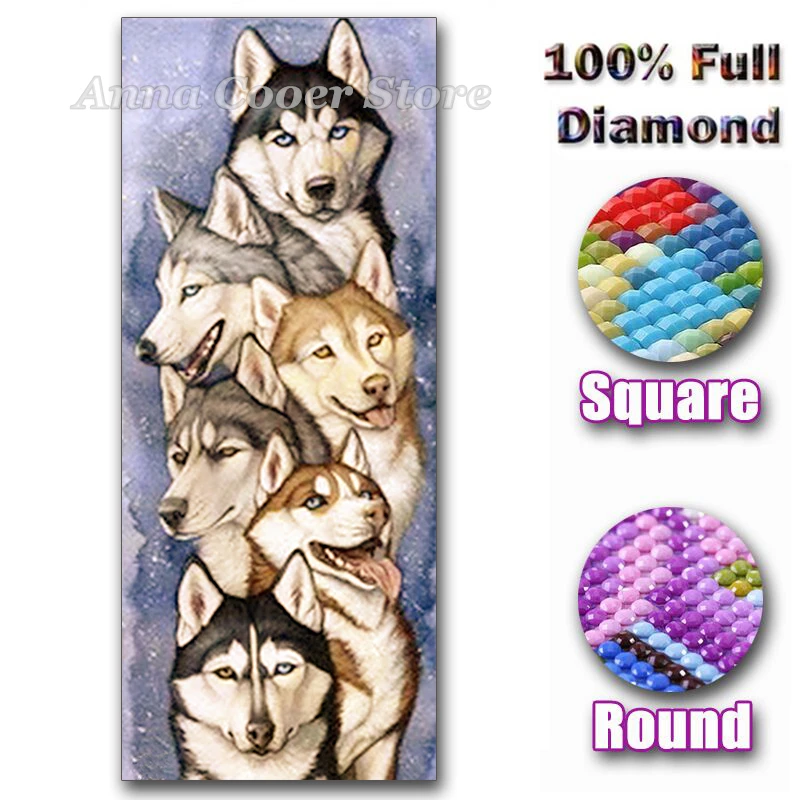 

Камни в форме ромба/круглый дрель 5D DIY алмазная живопись "Волк Семья" 3D Вышивка крестом Стразы Декор для дома подарок
