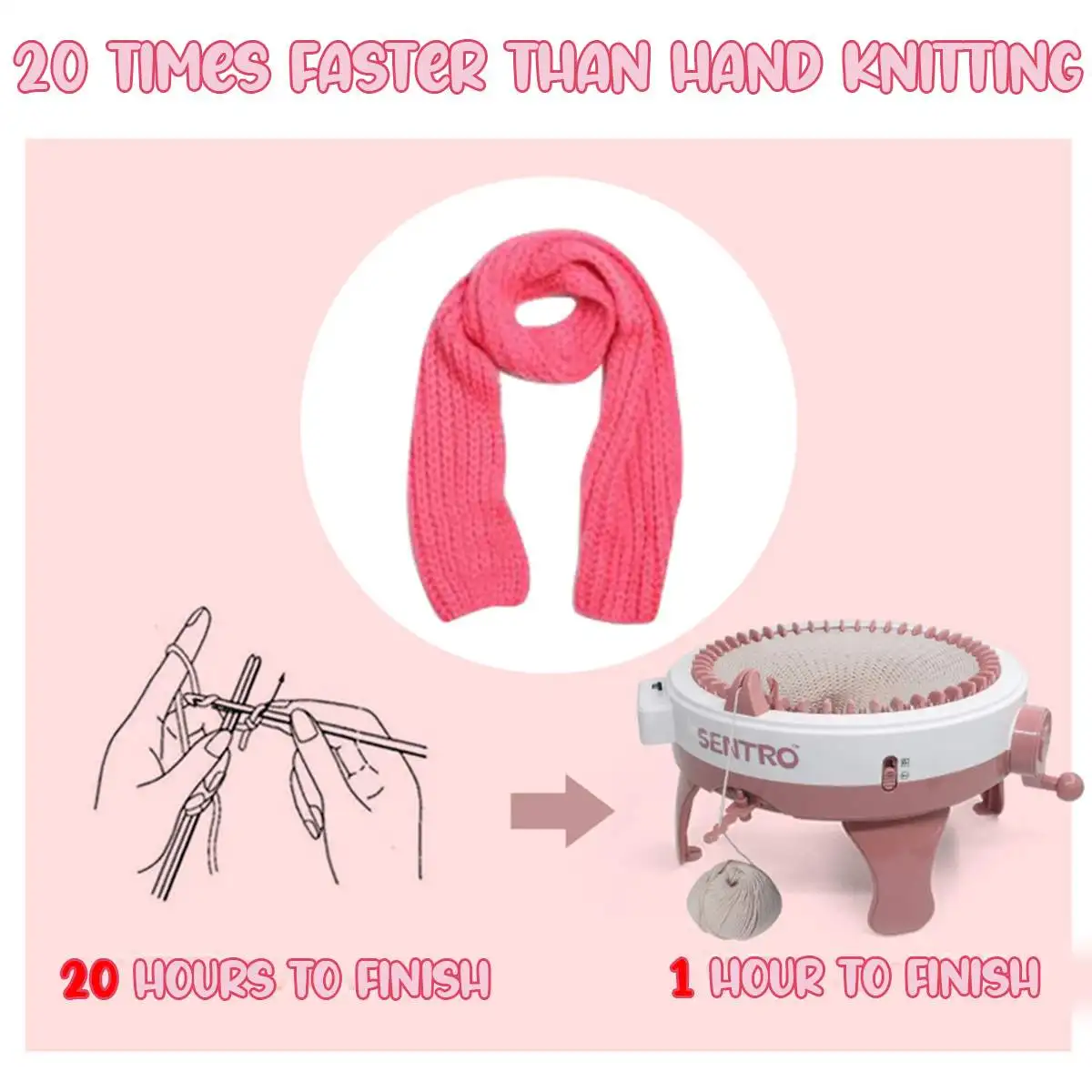 

48 Needle Positions Hand Mini Knitting Braiding Machine Weaving Loom Knit Easy DIY Small Hat Scarf