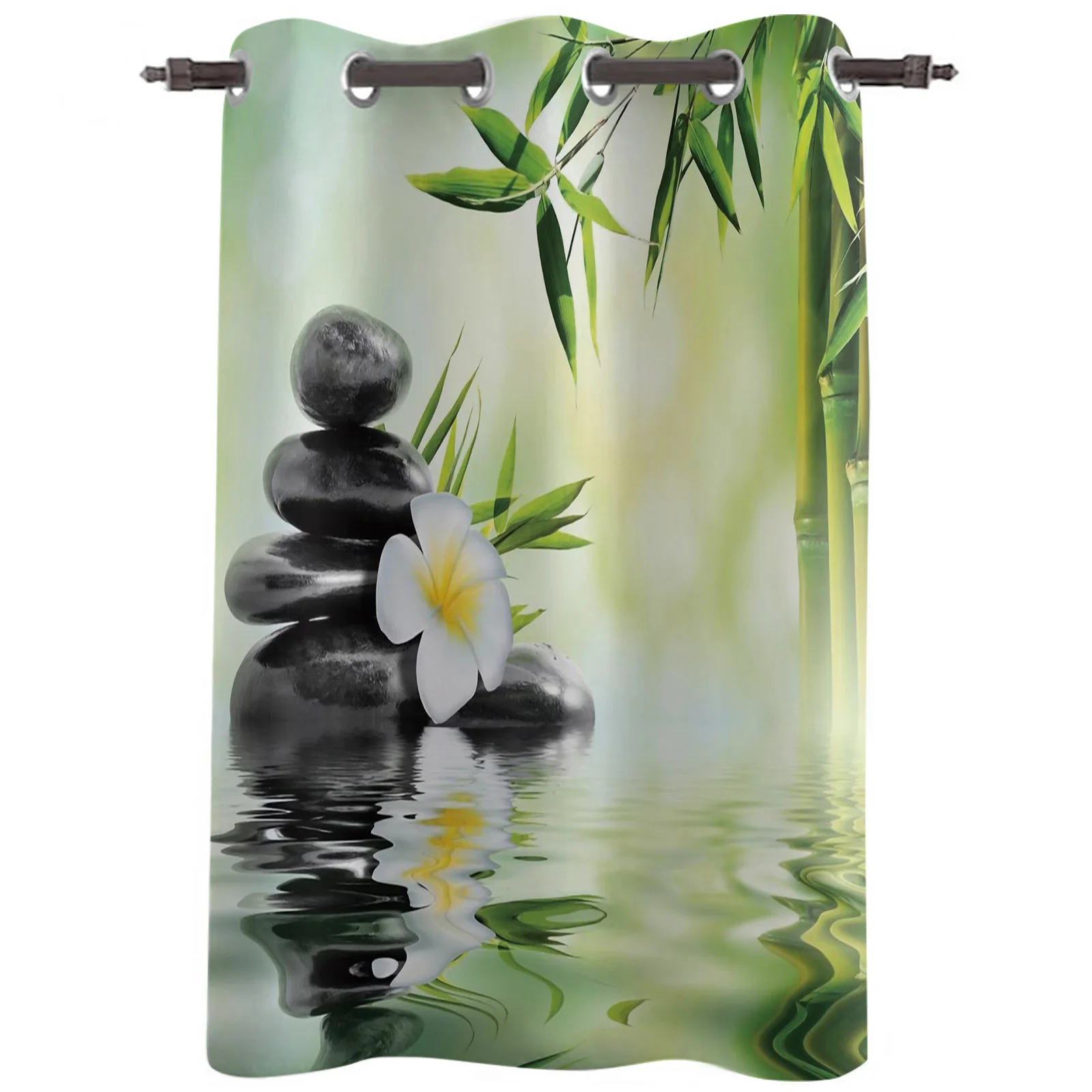 Занавески с зелеными бамбуковыми листьями и цветами s-занавески для гостиной