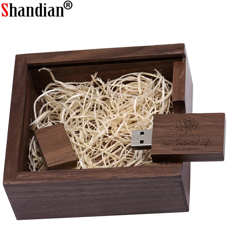 Usb флеш накопитель SHANDIAN деревянный корпус 4 ГБ 16 32 размер 105 мм х 95 40 мм|USB