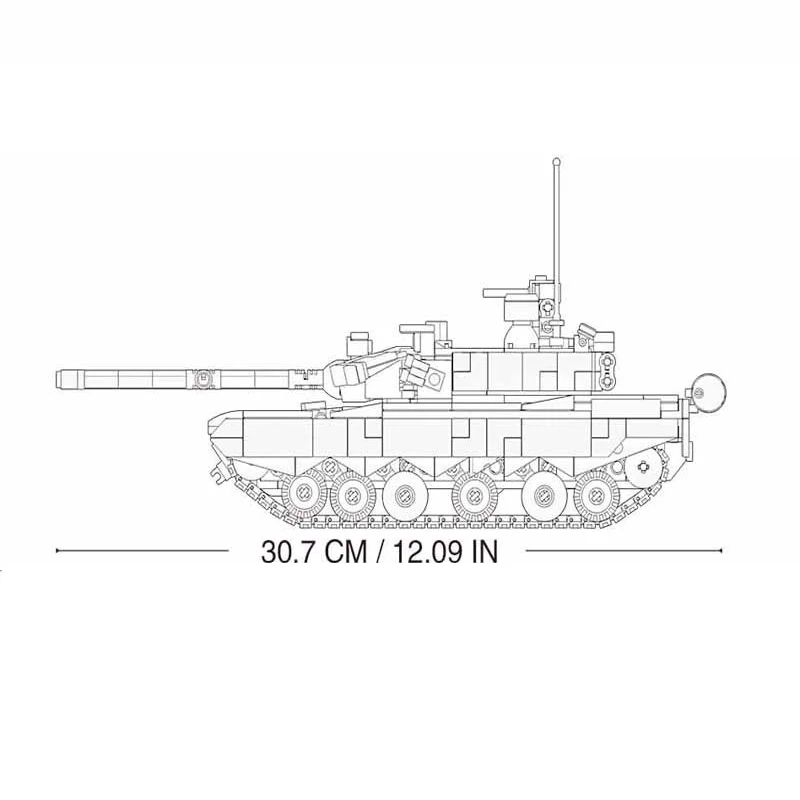 

SLUBAN Military Tank WW2 99A Main Battle Army Truck Vehicle Action Figures Building Block Educational Toy For Boy Christmas Gift