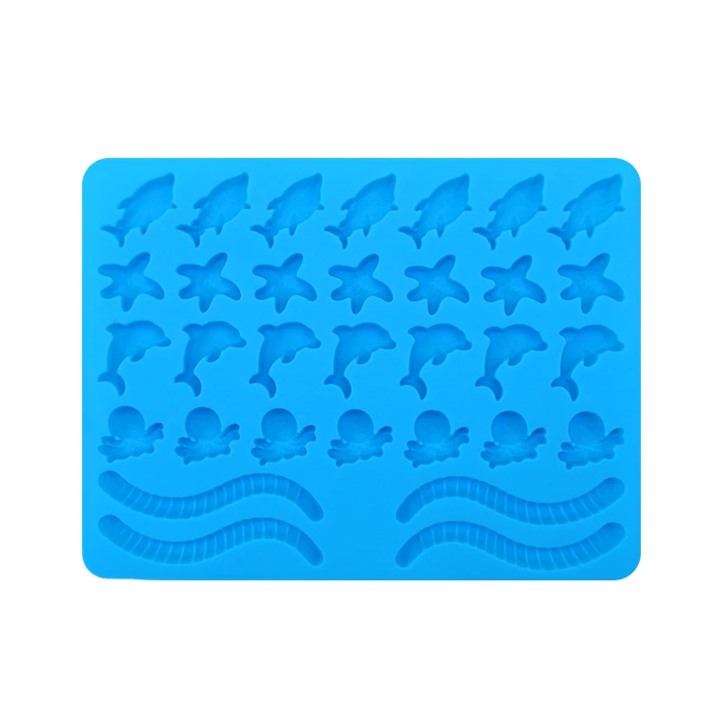 Силиконовая формочка для торта 32 полости в форме морских животных шоколада