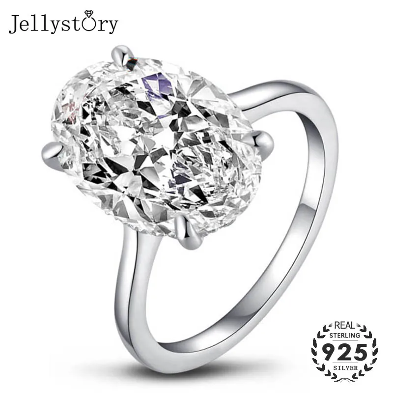 Jellystory Роскошные 5ct овальные рамки для картин творческий moissanites кольца 925 серебро