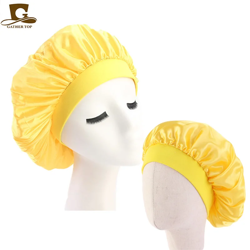 

New fashion Baby and Mommy Elastic Band Silky Bonnet Cap Kids Night Sleep Hat Comfortable Sleeping Hat 2pcs/sets