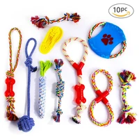 10pcs pet molar teeth resistant teeth cleaning cotton rope toy set of 10 mixed color cotton rope knot toys dog supplies dog toy