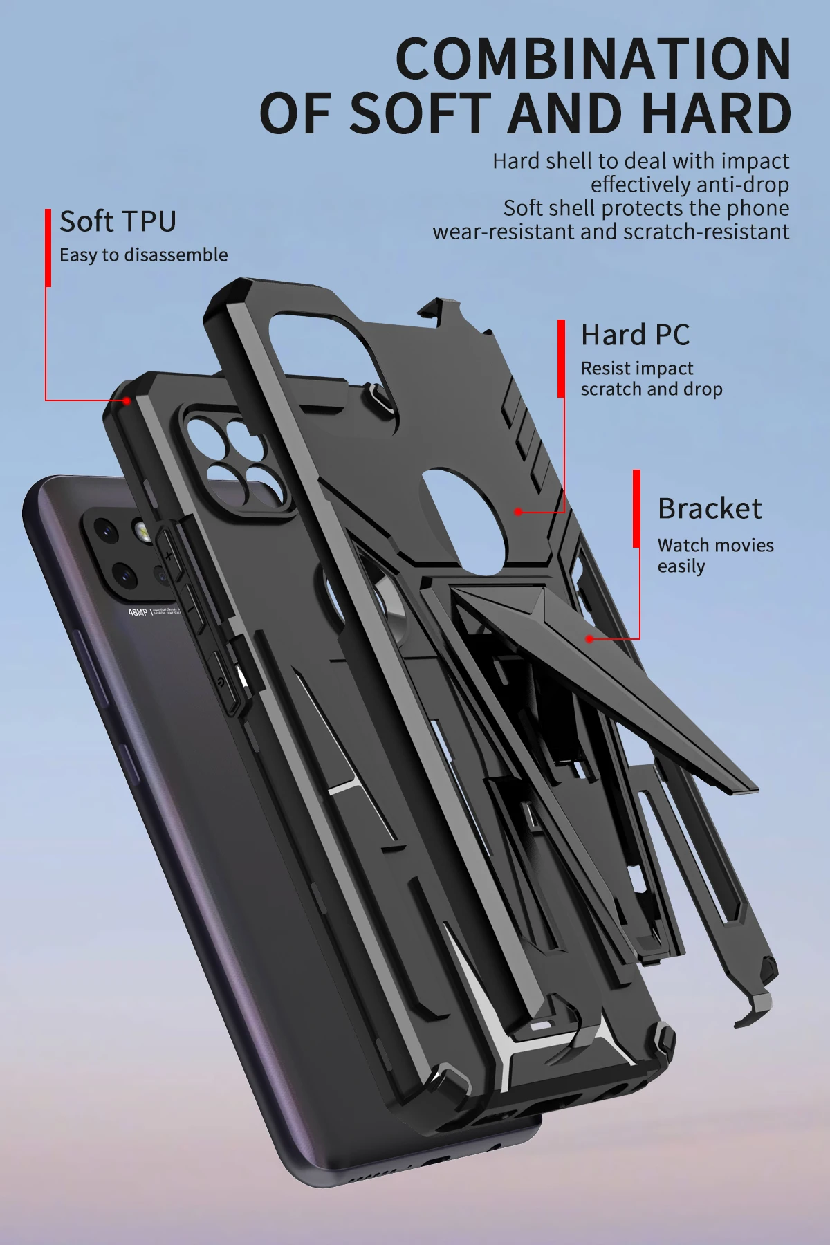 shockproofarmor stand phone case for motorola one 5g ace moto g 5g moto g pure car magnetic kickstand back cover free global shipping