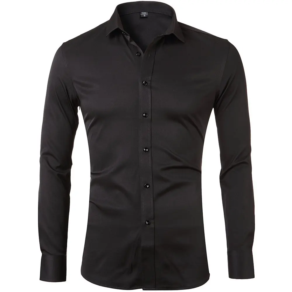 Mens Hot Sale Autumn Business Solid Color Long Sleeve Shirt Cardigan Lapel men shirts shirt long sleeve | Мужская одежда