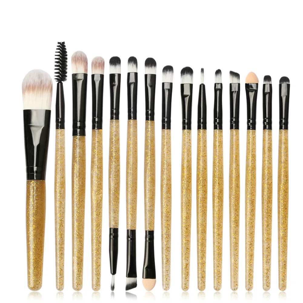 15 Pcs/set Eye Makeup Brush Professional Face Shadow Eyeliner Eyebrow Nylon Fiber Shimmering Powder Handle | Красота и здоровье