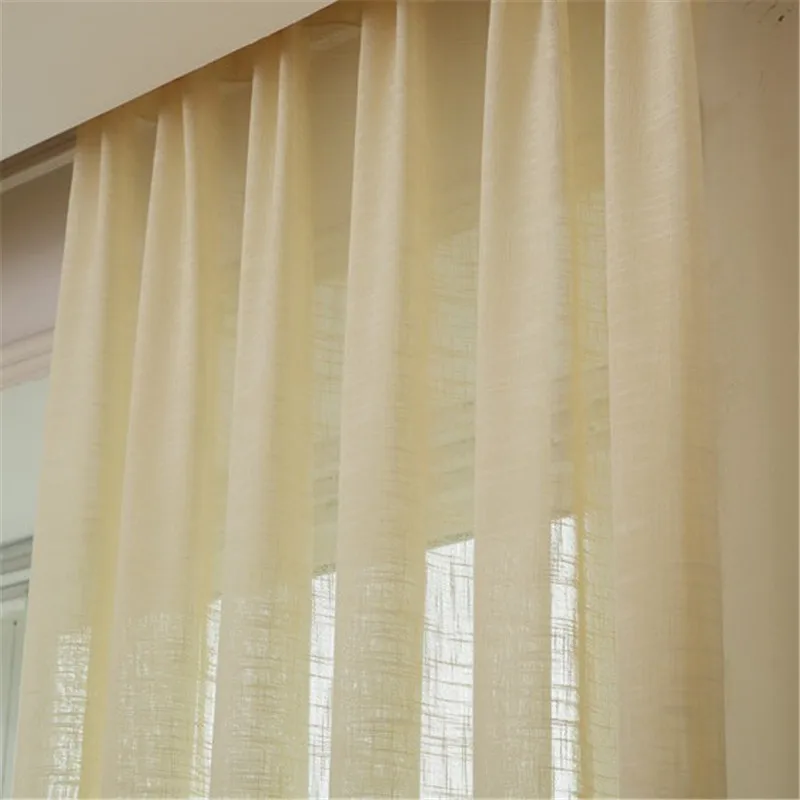 Yellow Voile tulle Плотный Хлопок, лен, тюль, занавески, декоративные, для отеля, современные, модные, европейские, отвесные, белые, синие, розовые, желтые, кофейные, WP342* 30 - Цвет: Yellow Voile tulle
