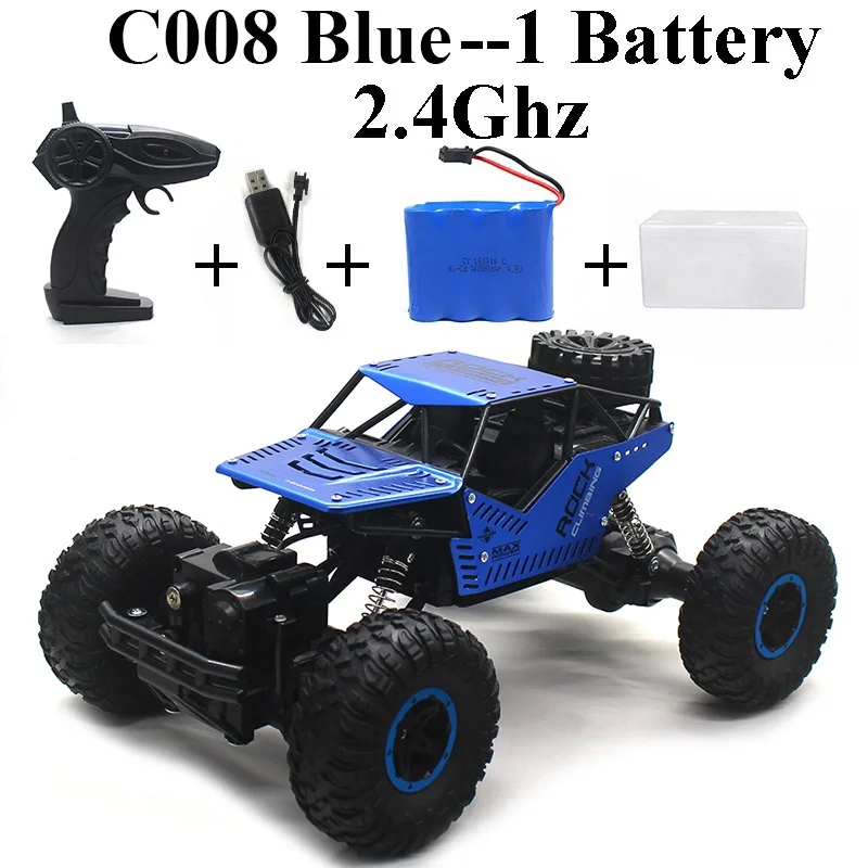 C008-Blue-Set-1 1:16 машинка на радиоуправлении 4WD 2,4 Ghz Рок Гусеничный пульт дистанционного управления игрушки машины на радиоуправлении игрушки для детей 8888 - Цвет: C008-Blue-Set-1