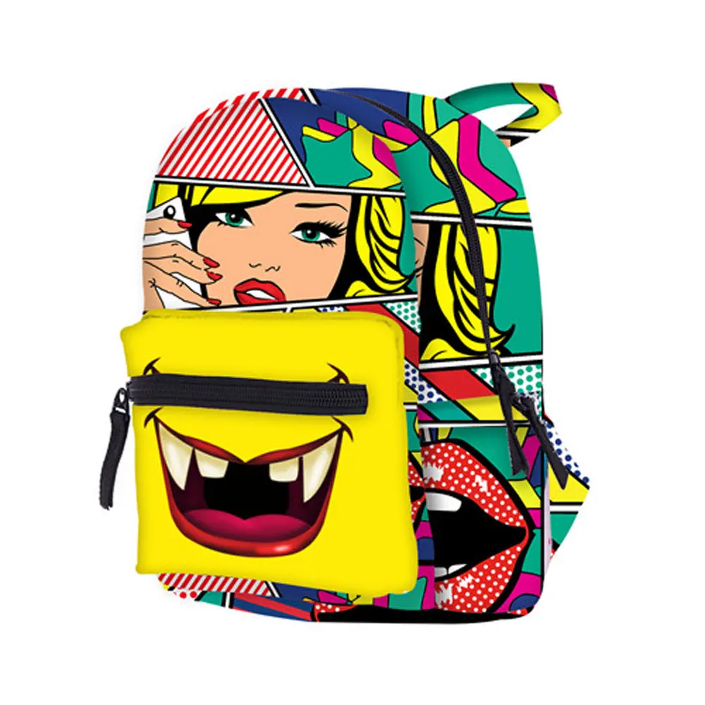 

Fashion Women Backpack Anime Print Kids Cartoons Backpack Kawaii Small School Bag For Girls Yellow Waterproof