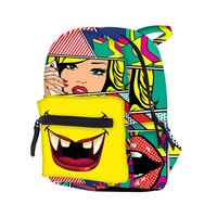 fashion women backpack anime print kids cartoons backpack kawaii small school bag for girls yellow waterproof