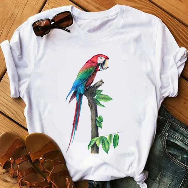 

Harajuku Cockatiels Parrot Printing T-shirt women Summer Funny Cartoon T Shirt Lady Casual Short-sleeved Female Clothing