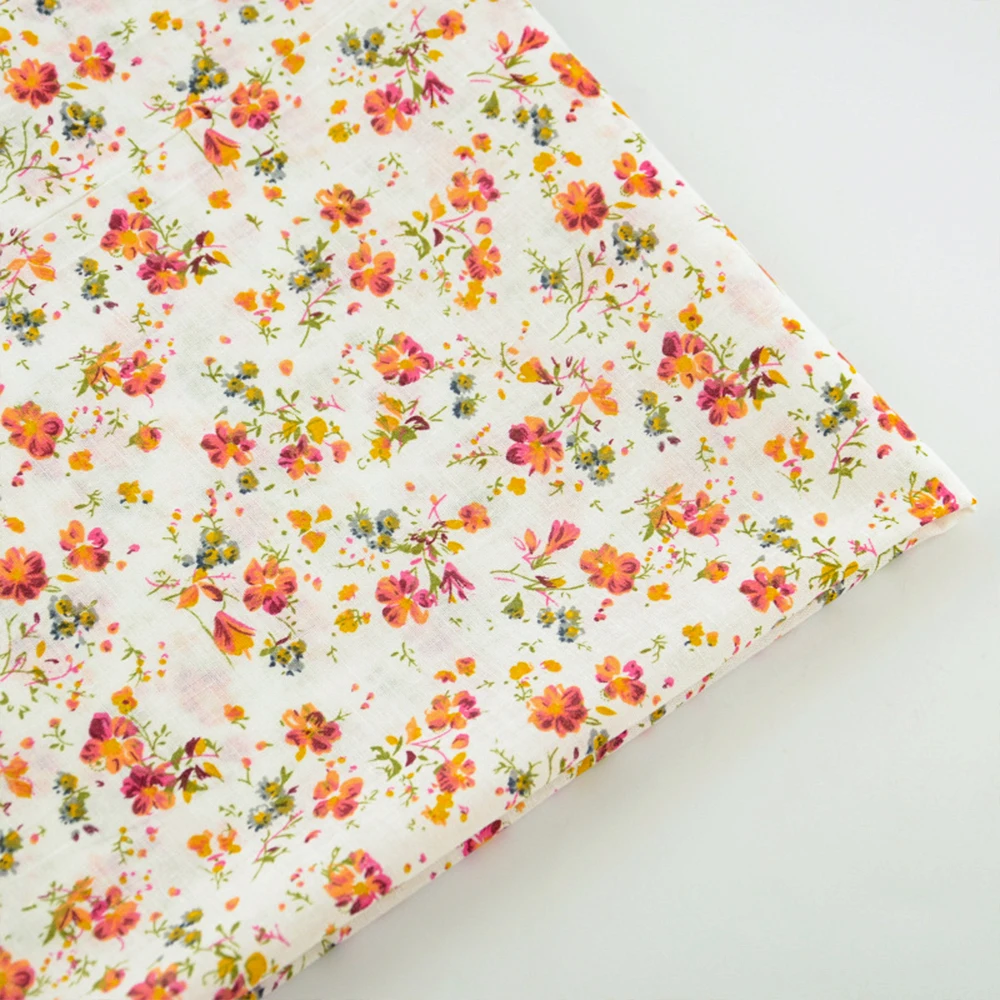 Новое поступление хлопковая простая ткань оранжевый и красный цветок