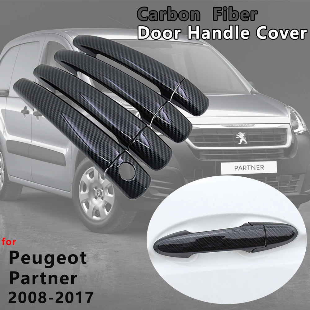 4 шт. крышка ручки двери из углеродного волокна для Peugeot Partner 2008 2009 2010 2011 2012 2013 2014 2015