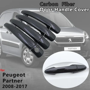 4 шт. крышка ручки двери из углеродного волокна для Peugeot Partner 2008 2009 2010 2011 2012 2013 2014 2015 2016 2017