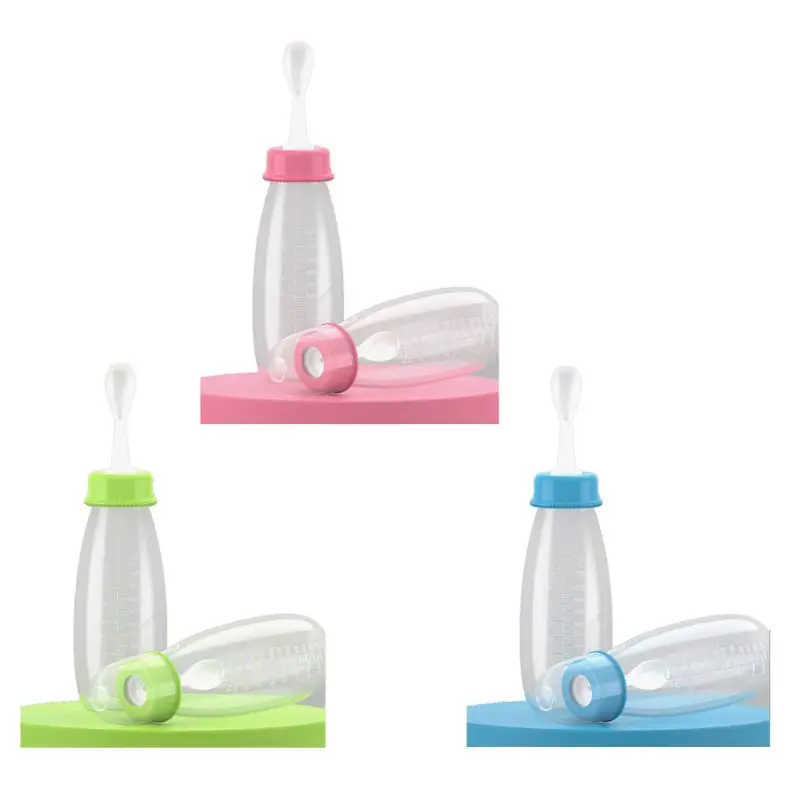 

Baby Toddle Feeding Bottle Training Rice Spoon Cereal Food Supplement Feeder