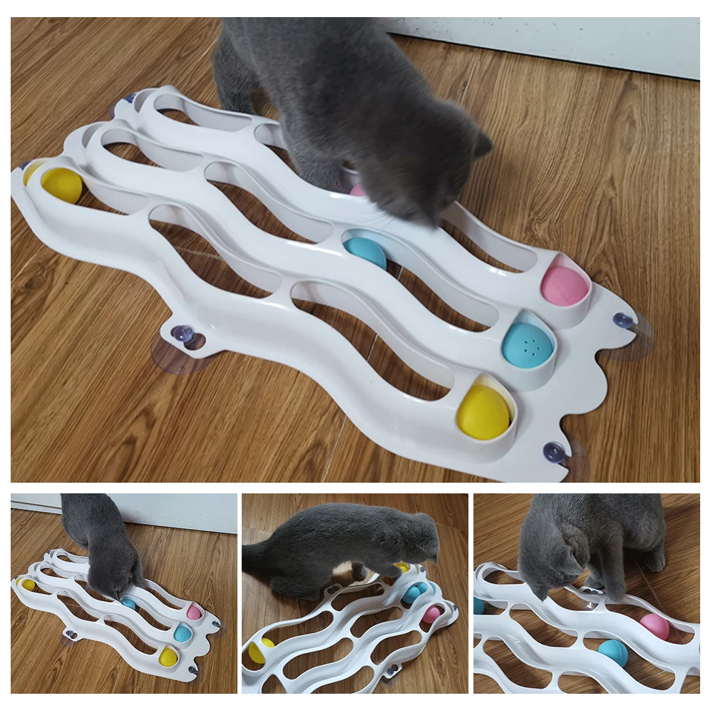Фото 3 слойные туннели для котят игрушки трек шары интерактивные питомцев адсорбция