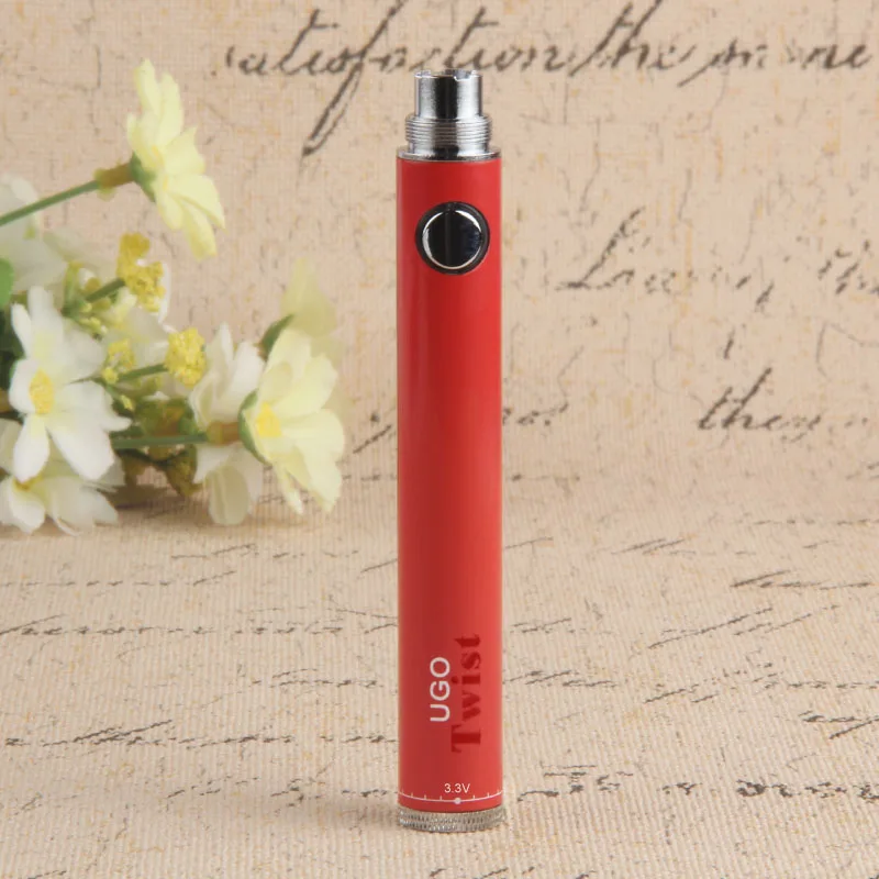 Красный UGO Twist battery 650mah 900mah VV Vape ручка для эго 510 нить электронная сигарета распылитель USB сквозное зарядное устройство батарея - Цвет: Красный