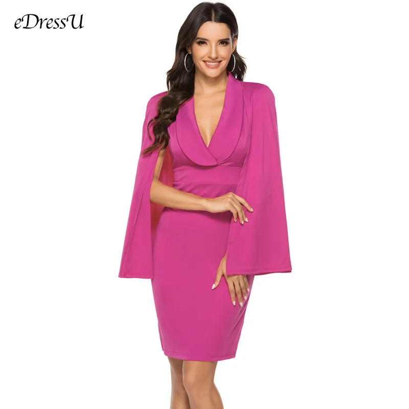2021 Evening Party Dress Cape Vestido de Fiesta Batwing Sleeve Elegant Formal Bodycon Bandage Office LMT-5235 | Женская одежда