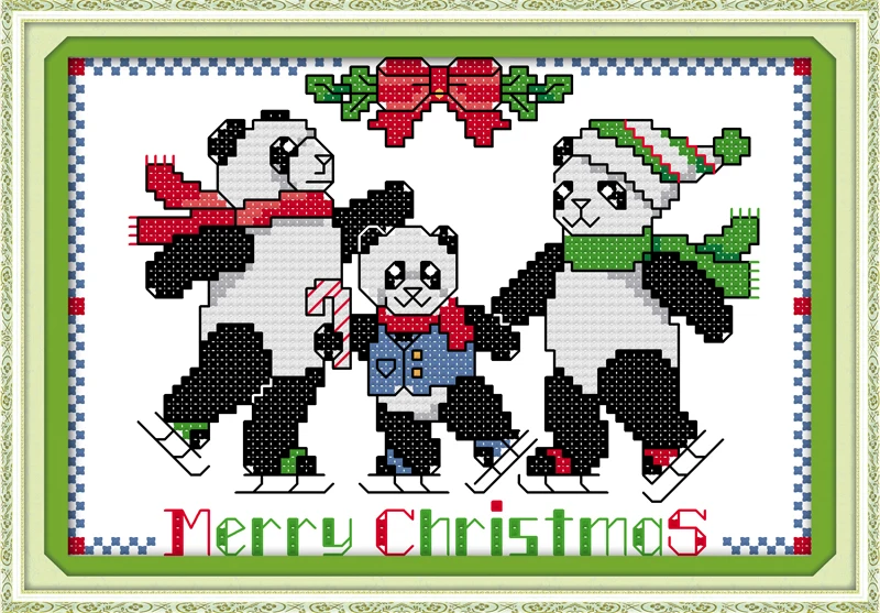 Рождественский Набор для вышивки крестиком pandas 14ct 11ct холсты стежков с принтом
