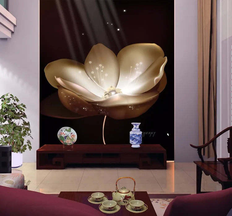 

A large living room sofa backdrop mural wallpaper TV Meeting Rooms bedroom white lotus Custom sizes