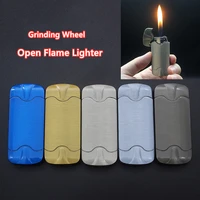 creative grinding wheel open flame inflatable gas metal lighter cigarette accessories gadgets for men