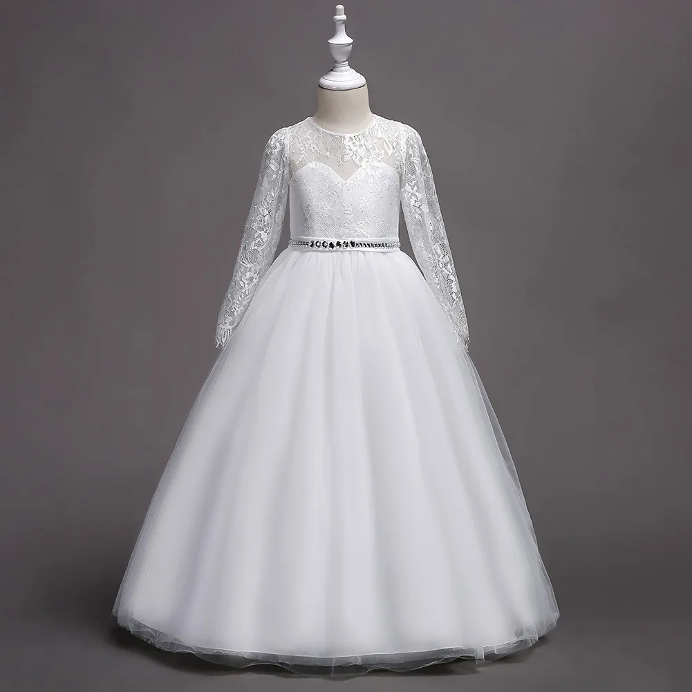 

2020 girls long sleeve lace princess dress