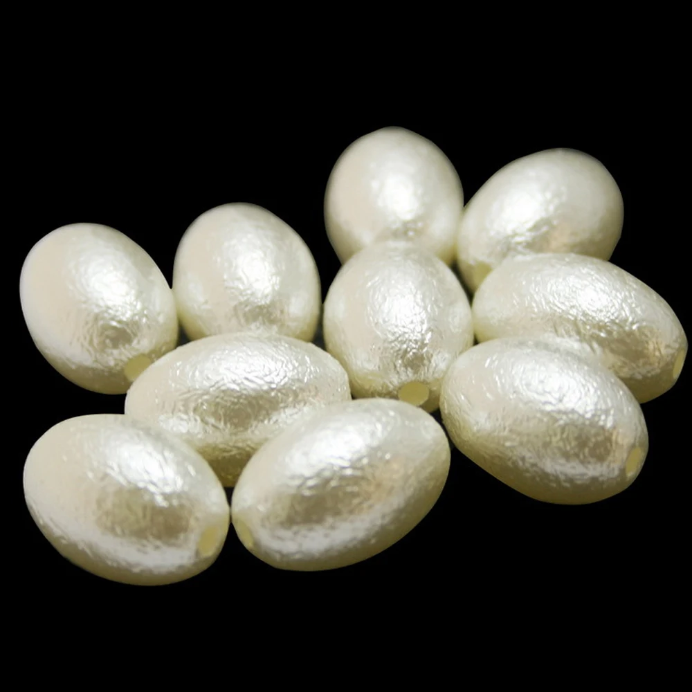Разноцветные бусины овальной формы из АБС-пластика белые с имитацией жемчуга