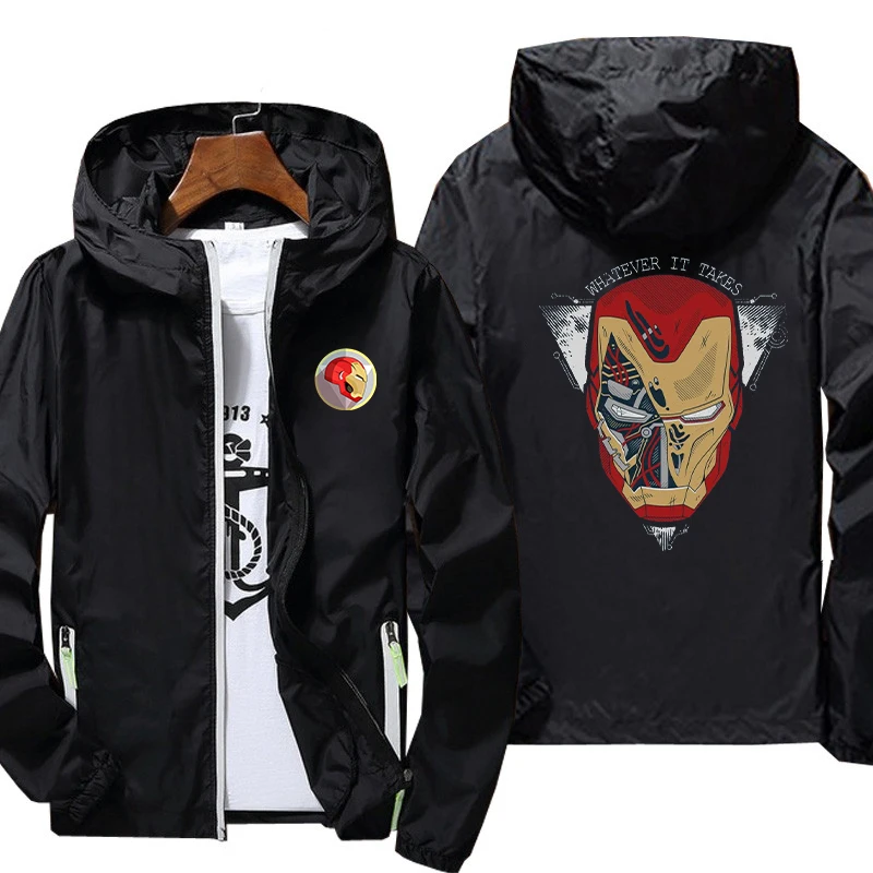 

Disney Marvel Iron Man Sports Drying Outwear Hoodie Leisure Sun Protection 2021Clothes Skin Windbreaker Jacket Waterproof Zipper