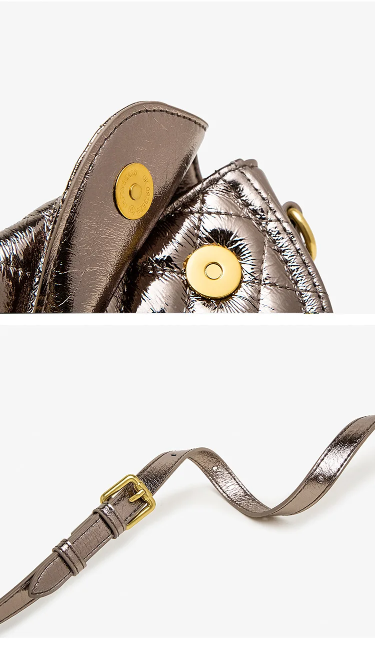 

The First Layer Cowhide Handbags 2021 New Cowhide Portable Diamond Bag Shoulder Crossbody Saddle Bag Retro Armpit Bag
